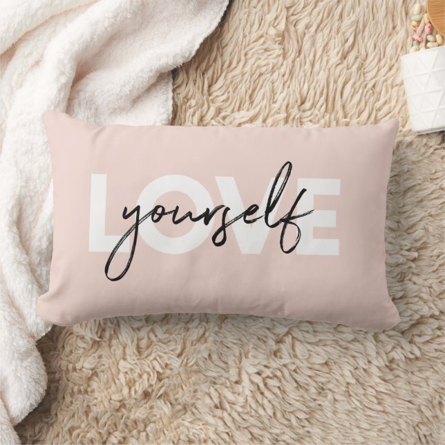 Modern Pastel Kärlek Yourself Motivation Quote Gif Lumbarkudde (Filt)