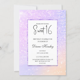 Modern pastel lila lavender Sweet 16-inbjudan Inbjudningar