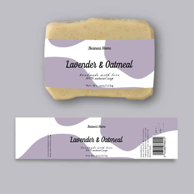 Modern Pastel Lila Soap-etikett Vattenflaskor Etikett (Skapare uppladdad)