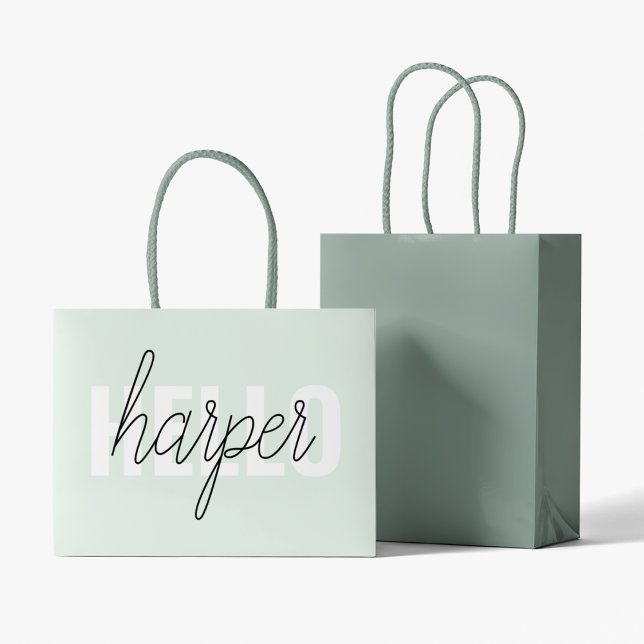 Modern Pastel Mint Hej och du Namn (Skapare uppladdad)