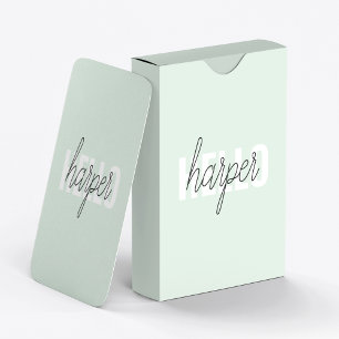 Modern Pastel Mint Hej och du Namn Casinokort