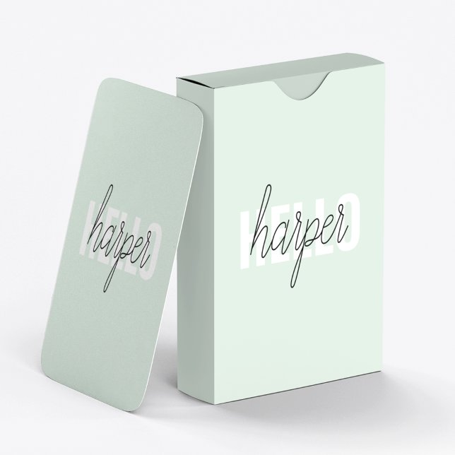 Modern Pastel Mint Hej och du Namn Casinokort (Skapare uppladdad)