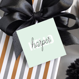 Modern Pastel Mint Hej och du Namn Gåvor Etiketter