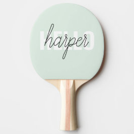 Modern Pastel Mint Hej och du Namn Pingisracket