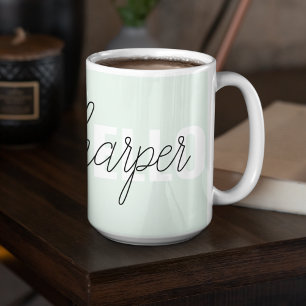 Modern Pastel Mint Hej och du Namn Två-Tonad Mugg