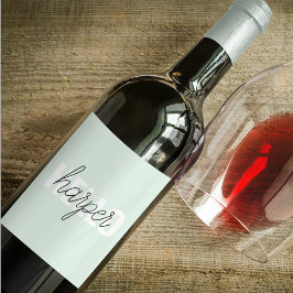 Modern Pastel Mint Hej och du Namn Vinflaska Etikett