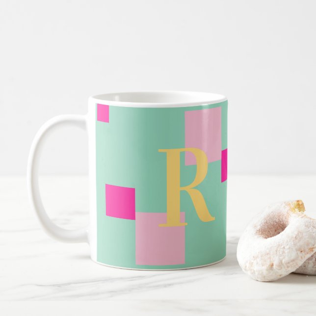 Modern Pastel Monogram Kaffemugg (Med munk)