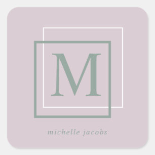 Modern Pastel Monogram-klistermärke Fyrkantigt Klistermärke
