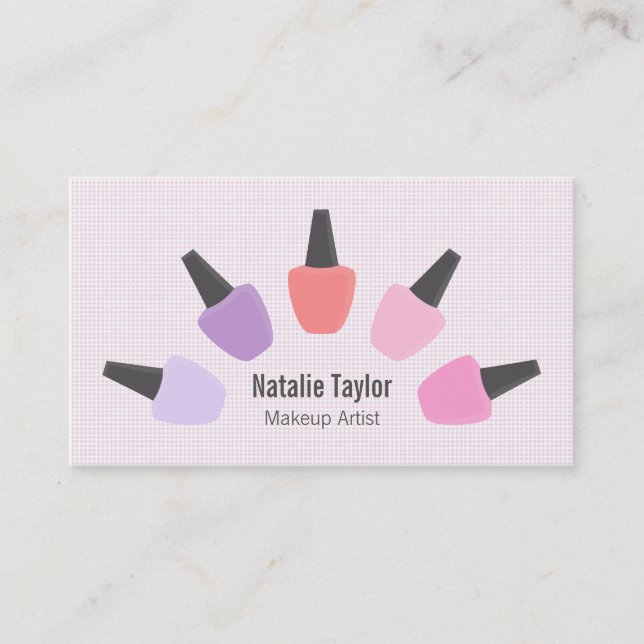 Modern Pastel Nagel polsk makeup Artist Business Visitkort (Framsida)