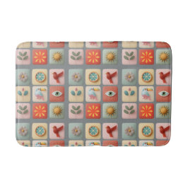 Modern Pastel Nature Icons Badrumsmatta