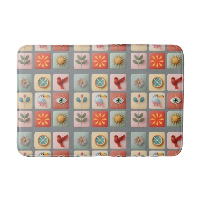 Modern Pastel Nature Icons Badrumsmatta (Framsidan)