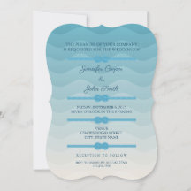 Modern Pastel Ombre blå Wave Wedding-inbjudan