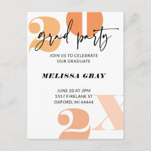Modern Pastel Ombre Grad Party-inbjudan Vykort