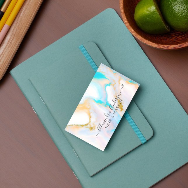 Modern Pastel Opal och Guld Visitkort (Skapare uppladdad)