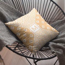 Modern Pastel Orange Geometric Monogram Kudde