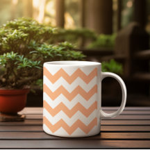 Modern Pastel Peach Orange Chevron