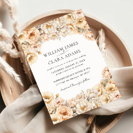 Modern Pastel Peony Watercolor Blommigt Bröllop Inbjudningar