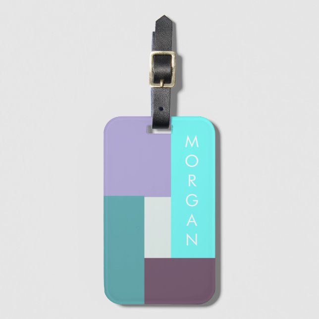 Modern Pastel | Personligens resgodsnummer Bagagebricka (Framsida vertikal)