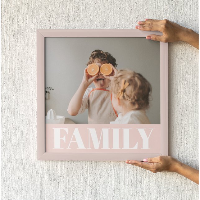 Modern Pastel Pink Family Photo Gift Poster (Skapare uppladdad)