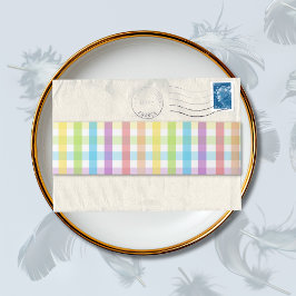 Modern Pastel Plaid Rainbow Baby Shower Party Band För Inbjudningskort