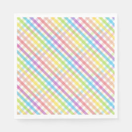 Modern Pastel Plaid Rainbow Baby Shower Party Pappersservett