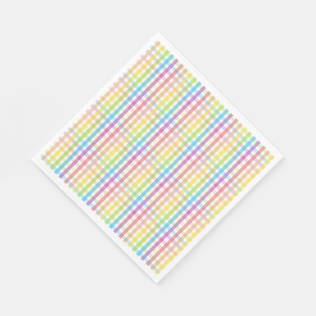 Modern Pastel Plaid Rainbow Baby Shower Party Pappersservett (Hörn)