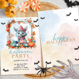 Modern Pastel Pumpkin Patch Fox Halloween fest Inbjudningar