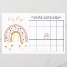 Modern Pastel Rainbow Baby Shower Baby Bingo