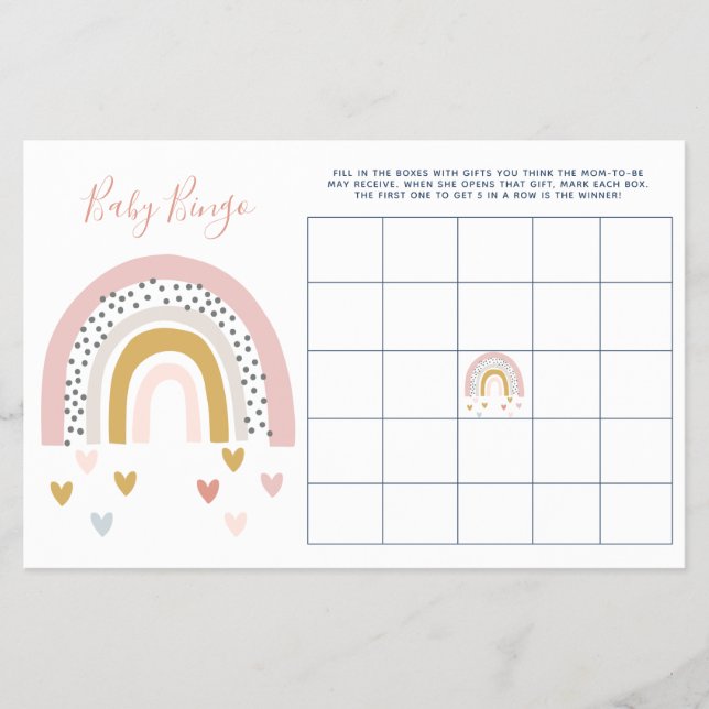 Modern Pastel Rainbow Baby Shower Baby Bingo Flygblad (Framsidan)