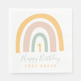 Modern Pastel Rainbow Girl's Birthday Pappersservett