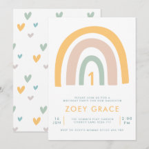 Modern Pastel Rainbow Girl's First Birthday