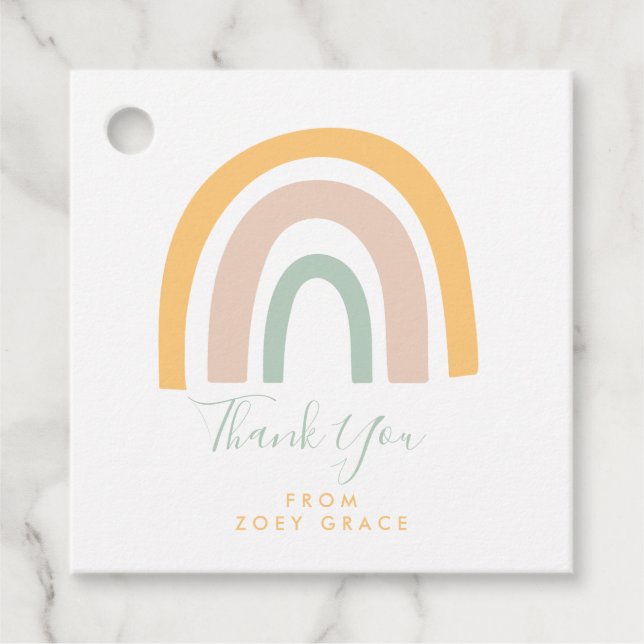Modern Pastel Rainbow Party Tack Gåvor Etiketter (Framsida)