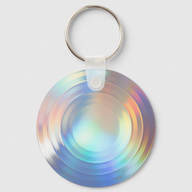 Modern Pastel Rainbow Sjöjungfru Unicorn HoloGraph Nyckelring (Framsida)