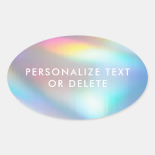 Modern Pastel Rainbow Sjöjungfru Unicorn HoloGraph Ovalt Klistermärke