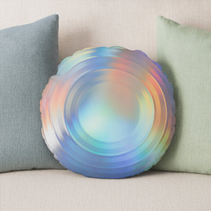 Modern Pastel Rainbow Sjöjungfru Unicorn HoloGraph Rund Kudde