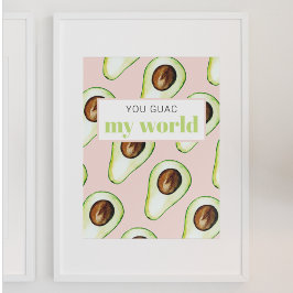 Modern Pastel Rosa and Grönt Avocado Roligt Quote Poster