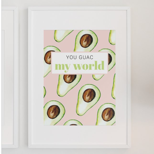 Modern Pastel Rosa and Grönt Avocado Roligt Quote Poster (Skapare uppladdad)