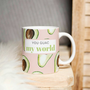 Modern Pastel Rosa and Grönt Avocado Roligt Quote Två-Tonad Mugg