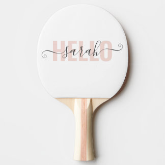 Modern Pastel Rosa Beauty Hej och ditt namn Pingisracket