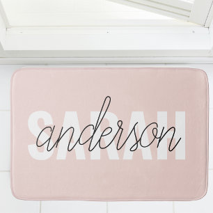 Modern Pastel Rosa Beauty Personlig You Namn Badrumsmatta