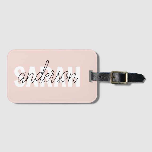 Modern Pastel Rosa Beauty Personlig You Namn Bagagebricka (Framsida horisontal)