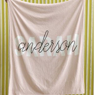 Modern Pastel Rosa Beauty Personlig You Namn Fleecefilt