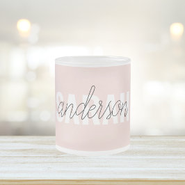 Modern Pastel Rosa Beauty Personlig You Namn Frostad Glasmugg
