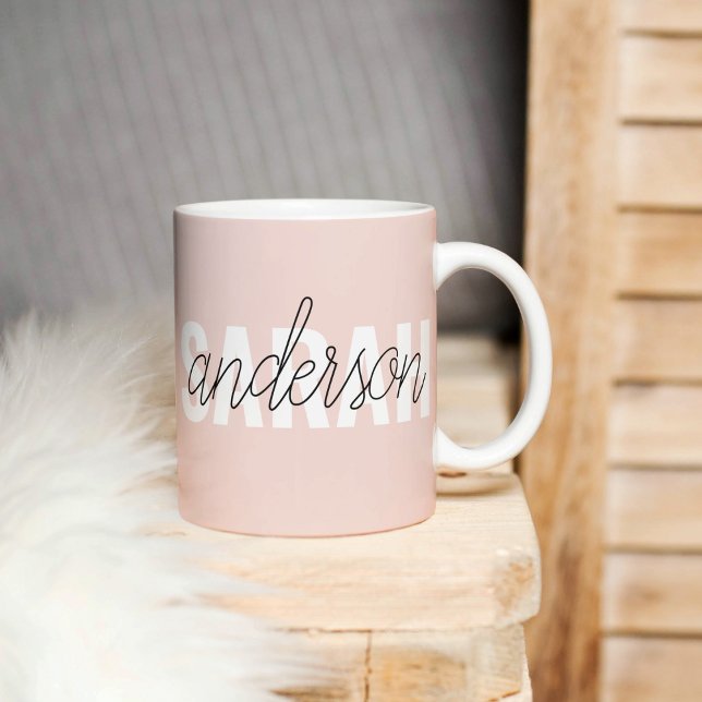 Modern Pastel Rosa Beauty Personlig You Namn Kaffemugg (Skapare uppladdad)