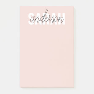 Modern Pastel Rosa Beauty Personlig You Namn Post-it Block