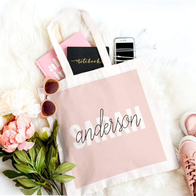 Modern Pastel Rosa Beauty Personlig You Namn Tygkasse (Skapare uppladdad)