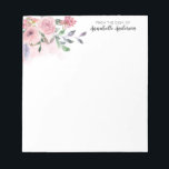 Modern  Pastel Rosa Blommigt Vattenfärgskript Anteckningsblock<br><div class="desc">Modern  Pastel Rosa Blommigt Watercolor Script-Anteckningsblock</div>