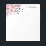 Modern  Pastel Rosa Blommigt Vattenfärgskript Anteckningsblock<br><div class="desc">Modern  Pastel Rosa Blommigt Watercolor Script-Anteckningsblock</div>