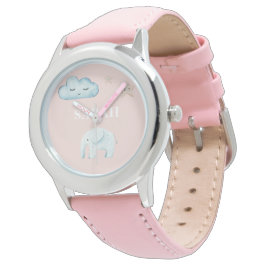 Modern Pastel Rosa & Blue Child Namn Armbandsur
