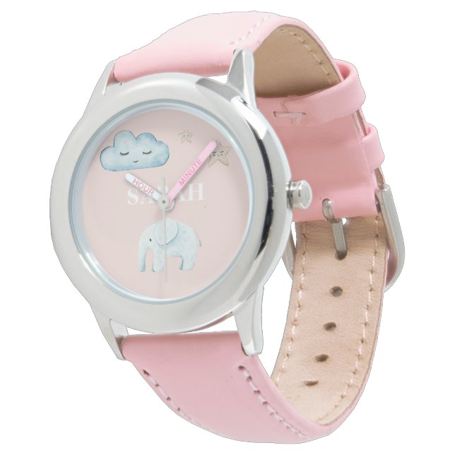 Modern Pastel Rosa & Blue Child Namn Armbandsur (Vinklad)